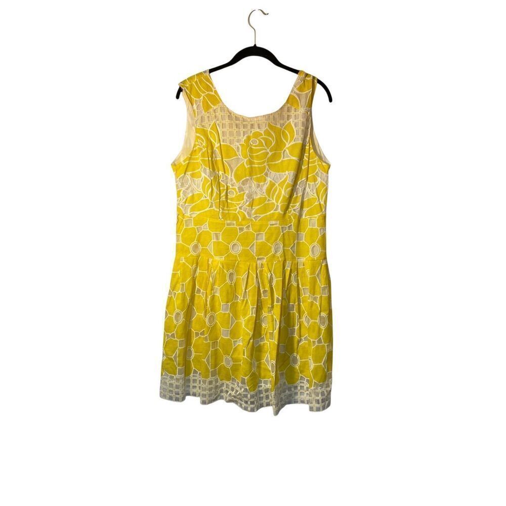 Bonnie bee women’s yellow and white crochet aline dress up size 14